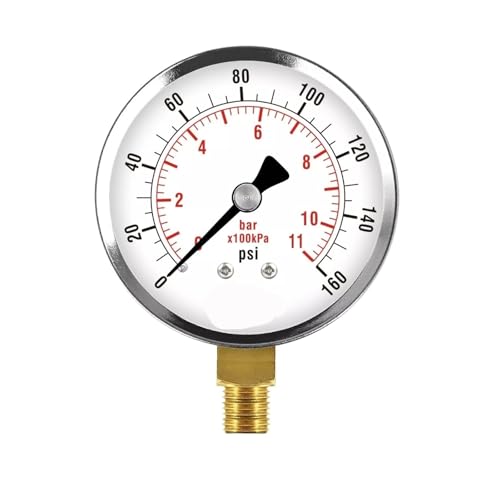 2-1/2" Manometer - verchromtes Stahlgehäuse 1/4" NPT, reduzierter MNT 160 PSI - von LTUNKHWP