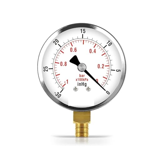 2-1/2" Vakuummeter - verchromtes Stahlgehäuse, 1/4" NPT, reduzierte MNT. -30 mmHg/0- von LTUNKHWP