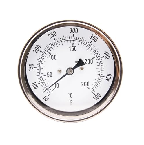Industrielles Bimetallthermometer, 5" Oberfläche x 9" Schaft, 50-500 mit kalibriertem Zifferblatt von LTUNKHWP