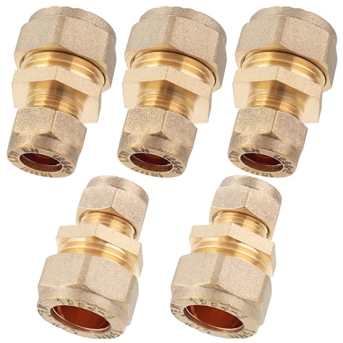 LTWFITTING 15mm OD x 10mm OD Compression Reducing Union, Messing Kompression Fitting(5 Stück) von LTWFITTING