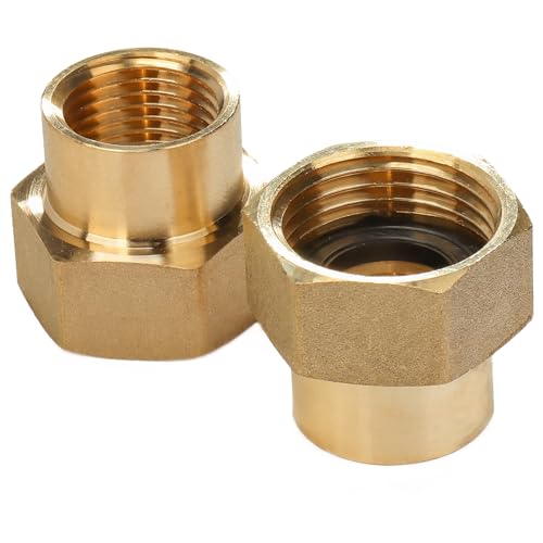 LTWFITTING 3/4 Zoll FHT x 1/2 Zoll FIP Messing Schlauchadapter, Messing Gartenschlauchverschraubung (2 Stück) von LTWFITTING