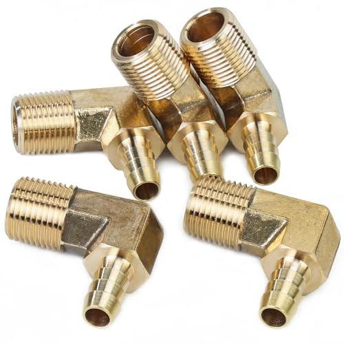 LTWFITTING 90° Messing Bogen mit 5/16" Schlauchwiderhaken x 3/8" NPT Außengewinde (5 Stück) von LTWFITTING