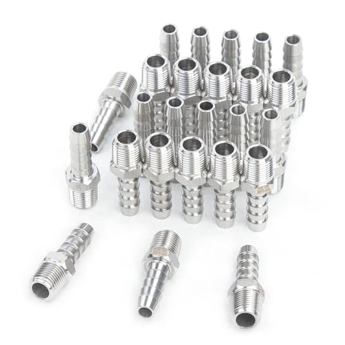 LTWFITTING Barb Fittings Edelstahl 316 Anschluss 1/4" Schlauch x 1/8" Außengewinde NPT(25 Stück) von LTWFITTING