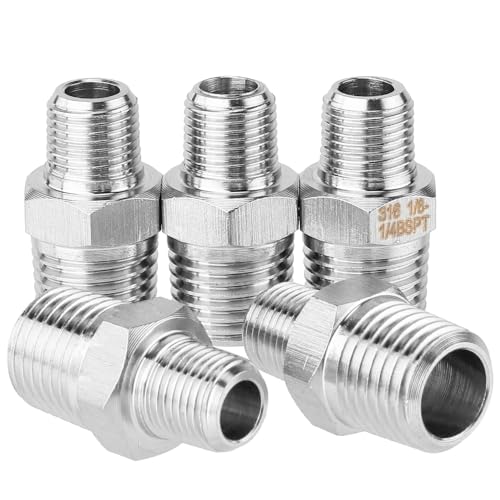 LTWFITTING Edelstahl 316 Reduziernippel mit Sechskant 1/4 Zoll x 1/8 Zoll Male R für Wasser Boote (5 Stück) von LTWFITTING