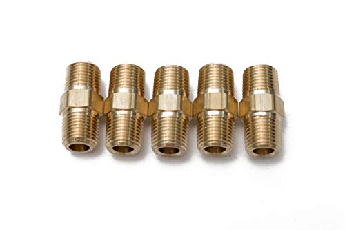 LTWFITTING Messing Fittings (bleifrei) Doppelnippel mit Sechskant 1/8" NPT Aussengewinde (5 Stücke) von LTWFITTING