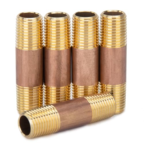 LTWFITTING Messing Fittings 2" Länge Rohrdoppelnippel - Langnippel 1/4" NPT Aussengewinde (5 Stücke) von LTWFITTING