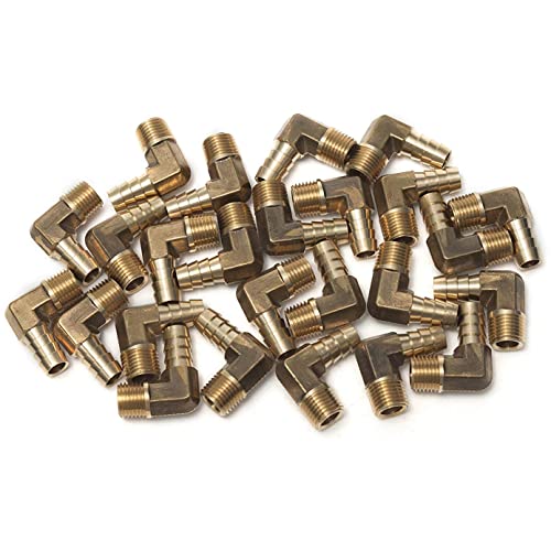 LTWFITTING Messing Fittings Anschluss Winkel 90º Kniestück 1/4" Außengewinde R x 10 mm Innendurchmesser (25 Stück) von LTWFITTING