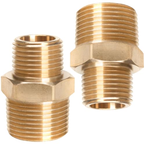 LTWFITTING Messing Rohr Sechskant Reduziernippel Fitting 3/4 Zoll x 1/2 Zoll AG BSPT (2 Stück) von LTWFITTING