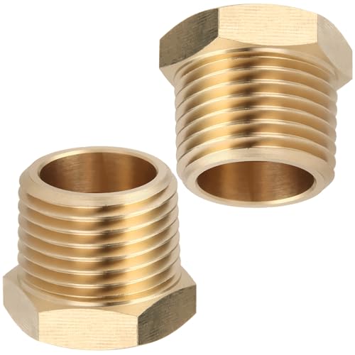 LTWFITTING Messing Rohr Sechskantbuchse Reduzierstück Fittings 1/2 Zoll AG BSPT x 3/8 Zoll IG BSPP (2 Stück) von LTWFITTING