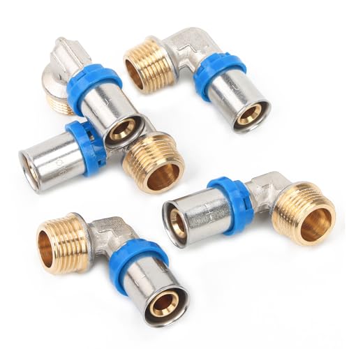 LTWFITTING Pressfitting mit Winkel 90°mit 1/2" Aussengewinde für Verbundrohr 16,0mm Rohr Mehrschichtverbundrohr (5 Stück) von LTWFITTING