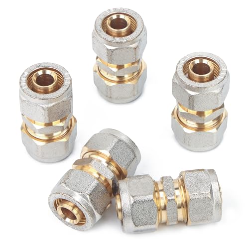 LTWFITTING Schraubfitting Kupplung 16mm Klemmringverschraubung für Aluverbundrohr und Mehrschichtverbundrohr (5 Stück) von LTWFITTING