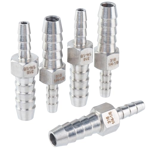 LTWFITTING Stangenmaterial Edelstahl 316 Fitting Anschluss 1/4" Innendurchmesser Schlauch x 1/8" Innendurchmesser reduziert (5 Stück) von LTWFITTING