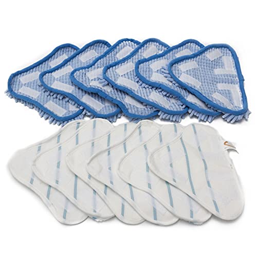 LTWHOME Ersatz-Pads Mikrofaser Mop Pads und Coral Mikrofaser Mop Pads Serie geeignet für Steam Mop X5 (Packung mit 12) von LTWHOME