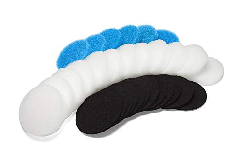 LTWHOME Kohlefilter, Grobfilter und Feinfilter Serie Passend für Eheim Ecco Pro 130/200/300 Ecco 2232/2234/2236(Packung mit 30) von LTWHOME