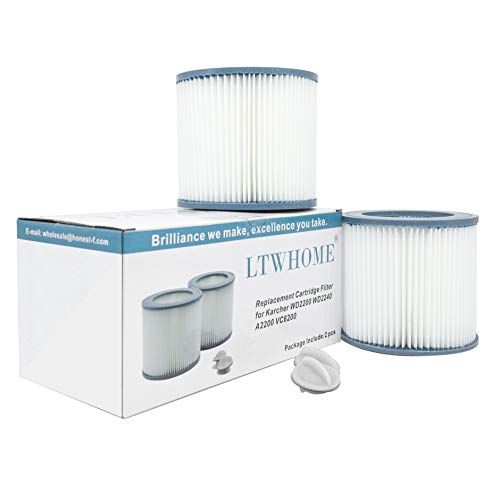LTWHOME Patronenfilter Patronen Filter Staubsauger kompatibel mit Kärcher Premium WD2 WD3 WD 3 MV3 WD 3 P Extension KIT ersetzt 6.414-552.0, 6.414-772.0, 6.414-547.0 (2 Stück) von LTWHOME