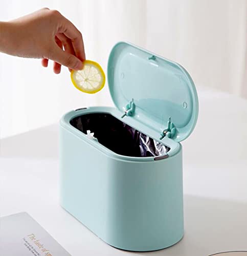 Mini-Mülleimer mit Deckel – herausnehmbarer kleiner Mülleimer, kleiner Kunststoff-Mülleimer, Pop-Up-Mülleimer, Theken-Mülleimer für Badezimmer, Büro, Küche, Schreibtisch, Couchtisch (Himmelblau) von LTWQLing