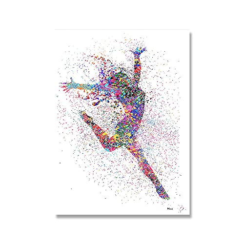 LTXMZ Jazz Style TäNzerin Poster GemäLde Aquarelle Jazz Modern Dance Leinwand Wand Bilder Modern Dance Illustration Poster Deko 50x70cm Kein Rahmen von LTXMZ