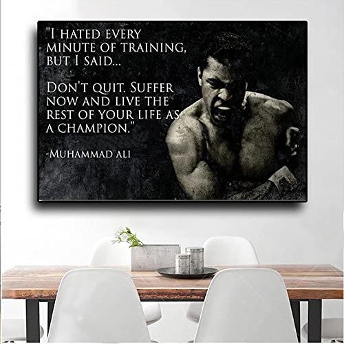 LTXMZ Muhammad Ali Motivations Zitat Wand Bilder Bilder Figur Portrait Leinwand Bild Nordic Inspirational Sport Poster Home Gym Deko 40x60cm Kein Rahmen von LTXMZ