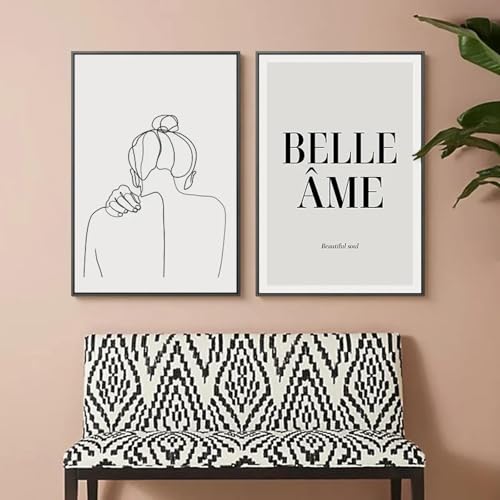 LTjiajuypd Abstrakte Charakter-Linienkunst-Poster, Wandkunst, minimalistischer Druck, Leinwandgemälde für Wohnzimmer, moderne Heimdekoration, 30 x 45 cm, 2 Stück, rahmenlos von LTjiajuypd