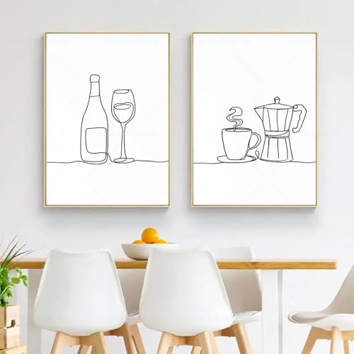 LTjiajuypd Abstrakte Linie Kaffee Weinglas Besteck Wandkunst Leinwand Malerei Nordische Poster und Drucke Bilder Küche Zimmer Dekor 40x60cm-2Stk Rahmenlos LTjiajuypd Abstrakte Linie Kaffee Weinglas Besteck Wandkunst Leinwand Malerei Nordische Poster und Drucke Bilder Küche Zimmer Dekor 40x60cm-2Stk Rahmenlos von LTjiajuypd