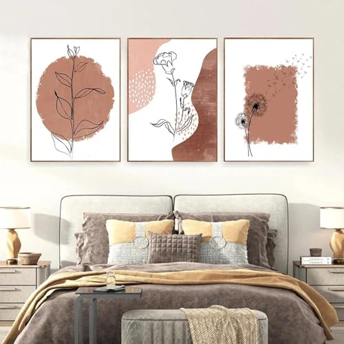 LTjiajuypd Abstrakte Palme, Boho-Blatt, botanische Blumenblätter, Poster, Wandkunstdruck, Leinwandgemälde für Wohnzimmer, Heimdekoration, 40 x 55 cm, 3 Stück, rahmenlos von LTjiajuypd