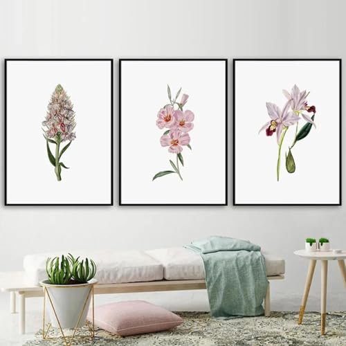 LTjiajuypd Aquarell-Blumenpflanzen-Poster, Wandkunst, minimalistischer Druck, Leinwandgemälde für Wohnzimmer, moderne Heimdekoration, 30 x 45 cm, 3 Stück, rahmenlos von LTjiajuypd