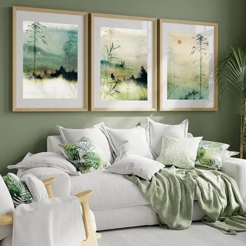 LTjiajuypd Aquarell Natur Grüne Landschaft Bergdrucke auf Leinwand Gemälde Poster Japanische Wandkunst Bilder Zimmer Wohnkultur 30x40cm-3Stk Rahmenlos LTjiajuypd Aquarell Natur Grüne Landschaft Bergdrucke auf Leinwand Gemälde Poster Japanische Wandkunst Bilder Zimmer Wohnkultur 30x40cm-3Stk Rahmenlos von LTjiajuypd