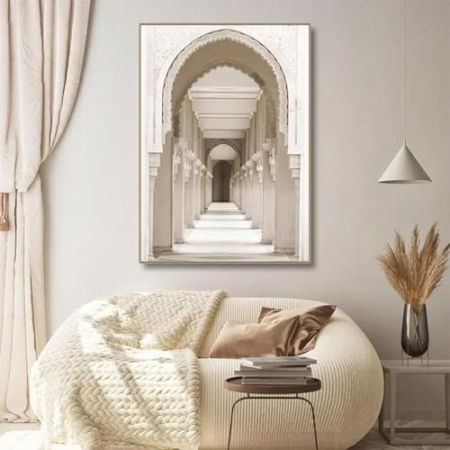 LTjiajuypd Beige Landschaft Nordisches Poster Wandkunstdruck Leinwandgemälde Islamische Moschee Böhmen Für Wohnzimmer Heimdekoration 35x50cm Rahmenlos von LTjiajuypd