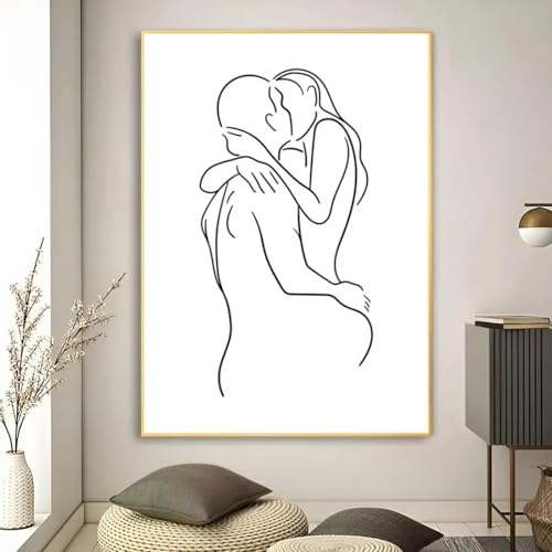 LTjiajuypd Drucke auf Leinwand, Gemälde, Strichzeichnung, Paare lieben küssende Hände, Poster, Kunstdruck, Bar, Wohnzimmer, Möbeldekor, 35 x 50 cm, rahmenlos von LTjiajuypd