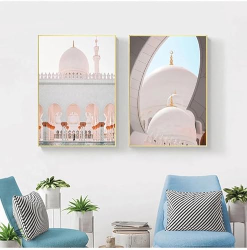 LTjiajuypd Leinwandgemälde, islamische marokkanische Architektur, Poster, Wandkunst, minimalistischer Druck für Wohnzimmer, moderne Heimdekoration, 60 x 90 cm, 2 Stück, rahmenlos von LTjiajuypd