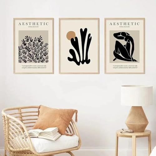 LTjiajuypd Minimalistische Wandkunst, abstrakte Matisse-Körperlinien, Poster und Drucke, Wandkunstdruck, Leinwandgemälde, Wandkunst, Heimdekoration, 50 x 75 cm, 3 Stück, rahmenlos von LTjiajuypd
