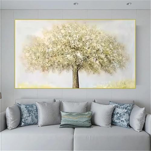 LTjiajuypd Moderne Drucke, Wohnzimmerbilder, goldene Textur, großes Baum-Wandbild, natürliches Ölgemälde, Deluxe-Leinwand-Poster, Heimdekoration, 55 x 110 cm, rahmenlos von LTjiajuypd