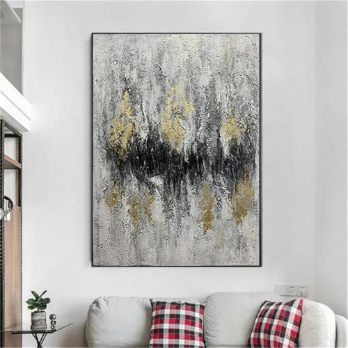 LTjiajuypd Moderne Drucke, graues Poster, abstraktes Ölgemälde, goldene Wandkunst, Bilder, Leinwandbild, Wohnzimmer, Inneneinrichtung, 35 x 50 cm, rahmenlos von LTjiajuypd