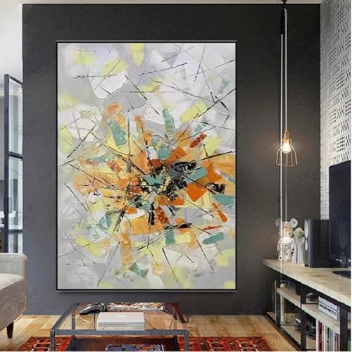 LTjiajuypd Moderne Drucke Gelbgrauer Hintergrund Modernes abstraktes Gemälde für die Raumwanddekoration Ölgemälde auf Leinwand 60x80cm Rahmenlos von LTjiajuypd