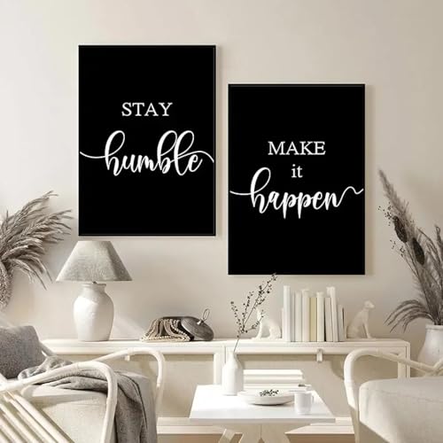 LTjiajuypd Moderne schwarze minimalistische inspirierende Zitate nordische Bilder Wandkunstdruck Leinwandgemälde Poster für Wohnzimmer Wohnkultur 50x70cm-2 Stück rahmenlos von LTjiajuypd