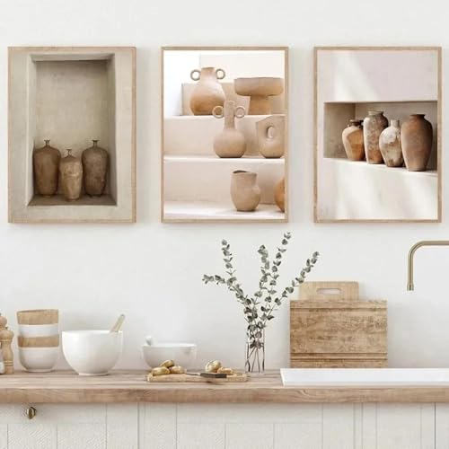 LTjiajuypd Modernes Kunstwerk, böhmische Vase, Stillleben, Poster und Drucke, Wandkunst, Leinwandgemälde, nordischer Stil für Zimmer, Heimdekoration, 60 x 90 cm, 3 Stück, rahmenlos von LTjiajuypd
