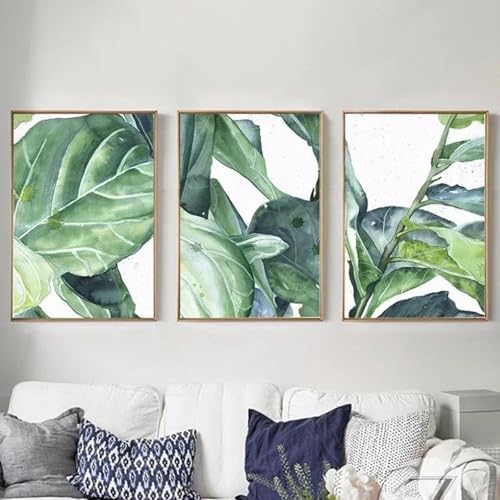 LTjiajuypd Monstera-Blätter, grüne Pflanze, tropische Poster, Wandkunstdruck, Leinwandgemälde für Wohnzimmer, moderne Heimdekoration, 40 x 55 cm, 3 Stück, rahmenlos von LTjiajuypd