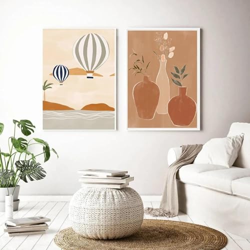 LTjiajuypd Nordischer Stil Boho Naturblatt Blumenvase Mädchen Poster Wandkunstdruck Leinwandgemälde für Wohnzimmer Moderne Wohnkultur 70x110cm-2Stk Rahmenlos von LTjiajuypd