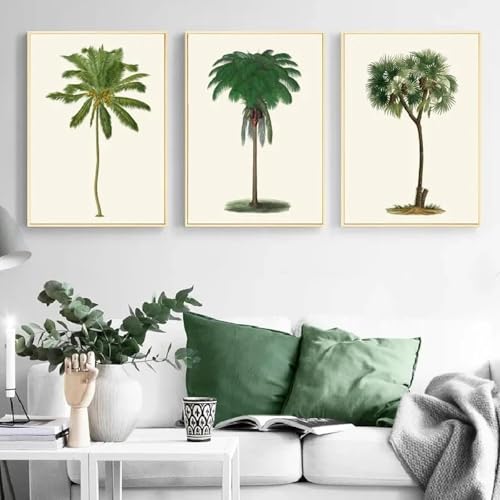 LTjiajuypd Tropische Palme, Vintage-Illustrationen, Poster, Wandkunst, minimalistischer Druck, Leinwandgemälde für Wohnzimmer, Heimdekoration, 30 x 45 cm, 3 Stück, rahmenlos von LTjiajuypd