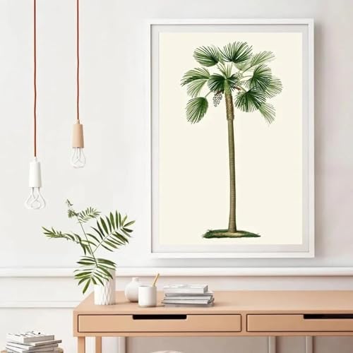 LTjiajuypd Vintage-Illustrationen, tropische Palmen-Poster, Wandkunst, minimalistischer Druck, Leinwandgemälde für Wohnzimmer, Heimdekoration, 30 x 45 cm, rahmenlos von LTjiajuypd