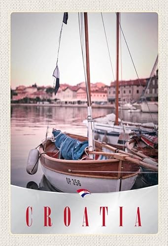 LUAJZF Metallschild gebogen Kroatien Boote Stadt Meer Deko Blechschild Blechschild 20x30cm LUAJZF Metallschild gebogen Kroatien Boote Stadt Meer Deko Blechschild Blechschild 20x30cm von LUAJZF