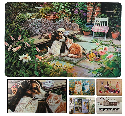 LucaHome - Acrylmatte mit rutschfestem Boden, Fußmatte 51 x 75 cm Hund und Katze mit sehr realistischem Druck, Fußmatte für Innen Haus und Dekoration von LUCA HOME