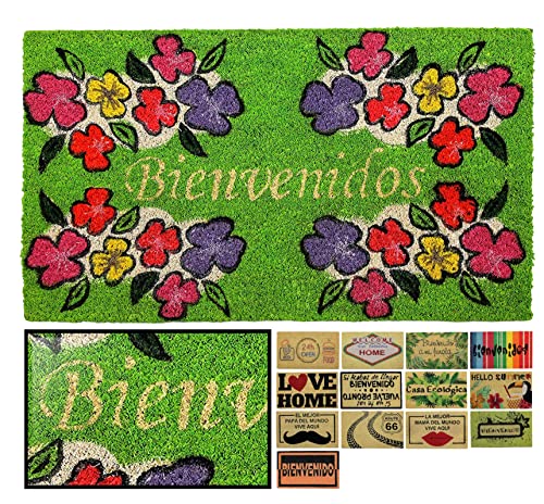 LucaHome Fußmatte, Kokosfaser, rutschfest, 40 x 70 cm, für den Eingang mit Blumenmuster, für den Innen- oder Außenbereich LucaHome Fußmatte, Kokosfaser, rutschfest, 40 x 70 cm, für den Eingang mit Blumenmuster, für den Innen- oder Außenbereich von LUCA HOME