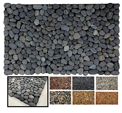 LucaHome Fußmatte aus Naturstein, 100% rustikal, schwarz, handgefertigt, Premium-Fußmatte, umweltfreundlich, aus Stein, für den Eingangsbereich, ideal für den Außenbereich und Dekorieren von LUCA HOME