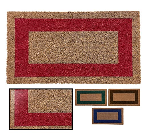 LucaHome Fußmatte aus natürlichem Kokosnuss, Bunte Bordüre mit Rutschfester Unterseite, Glatte Kokosmatte, ideal für Innen- und Außenbereich (Rot, 60 x 100 cm) von LUCA HOME