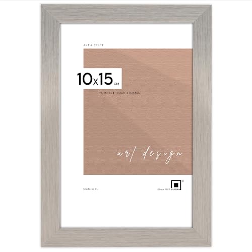LUCA® Bilderrahmen 10x15 cm Silbern Picture Frame für Fotos MDF Umweltfreundlichem Rahmen mit Bruchsicheren Plexiglas, Aufhänger und Aufsteller von LUCA