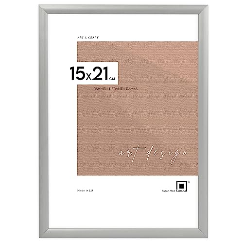 LUCA Bilderrahmen 15x21cm Silber Aluminium Aluminiumrahmen mit Bruchsicheren Plexi, Aufhänger und Aufsteller LUCA Bilderrahmen 15x21cm Silber Aluminium Aluminiumrahmen mit Bruchsicheren Plexi, Aufhänger und Aufsteller von LUCA