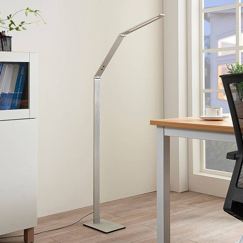 Lucande LED-Stehleuchte Nicano, grau, Metall, CCT, 125cm von LUCANDE