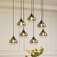 Gebraucht] Lucande Hängeleuchte Jarven Hängelampe Deckenlampe Lampe 7 Flammig Schwarz Glas B-Ware von LUCANDE