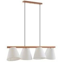 Lucande - gebraucht] Jinda Hängeleuchte Hängelampe Deckenlampe Leuchte Lampe Holz Stoff Weiß B-Ware von LUCANDE